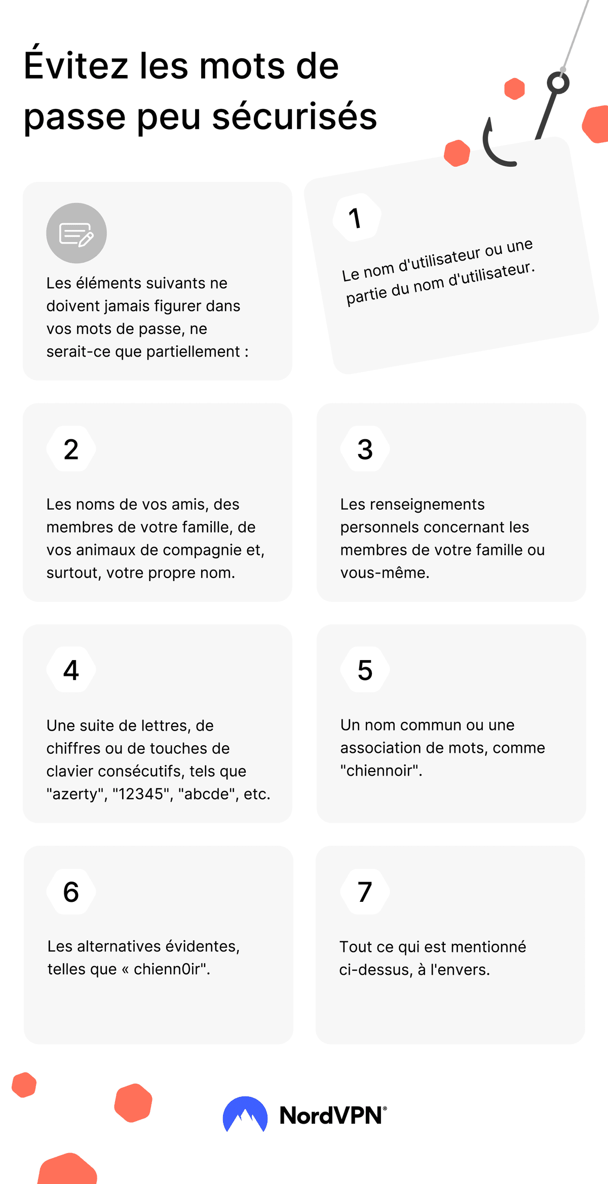 Infographie NordVPN : Évitez les mots de passe peu sécurisés